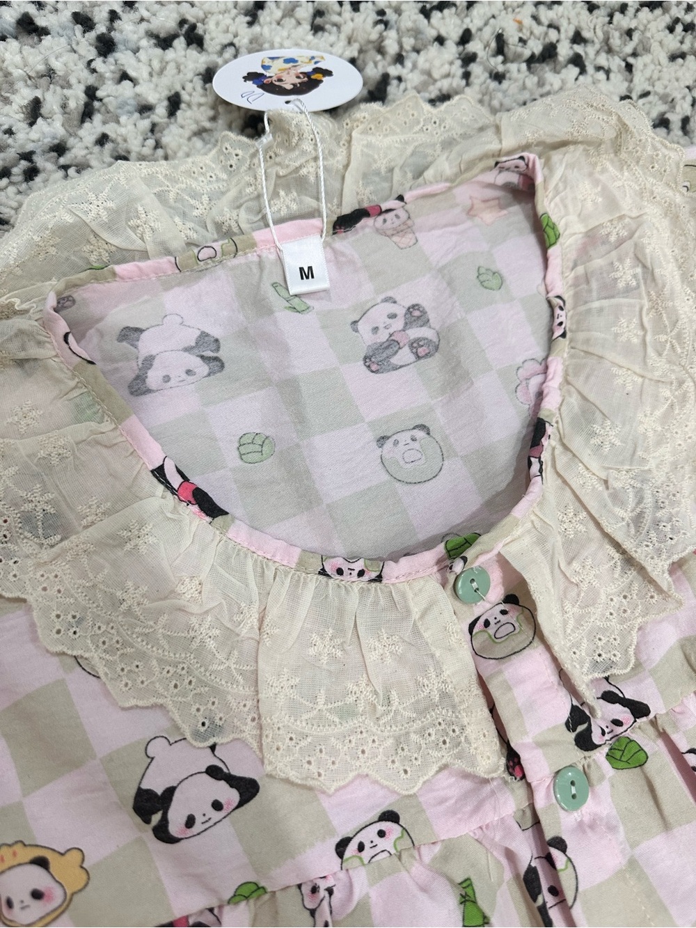 Women's‎ Pink Floral Ruffle Short Pajama Set size M - Picture 2 of 6